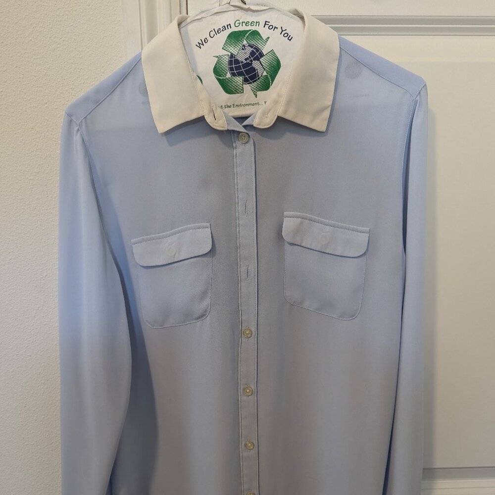 LOFT Light Blue & White Collared Shirt (Size S)